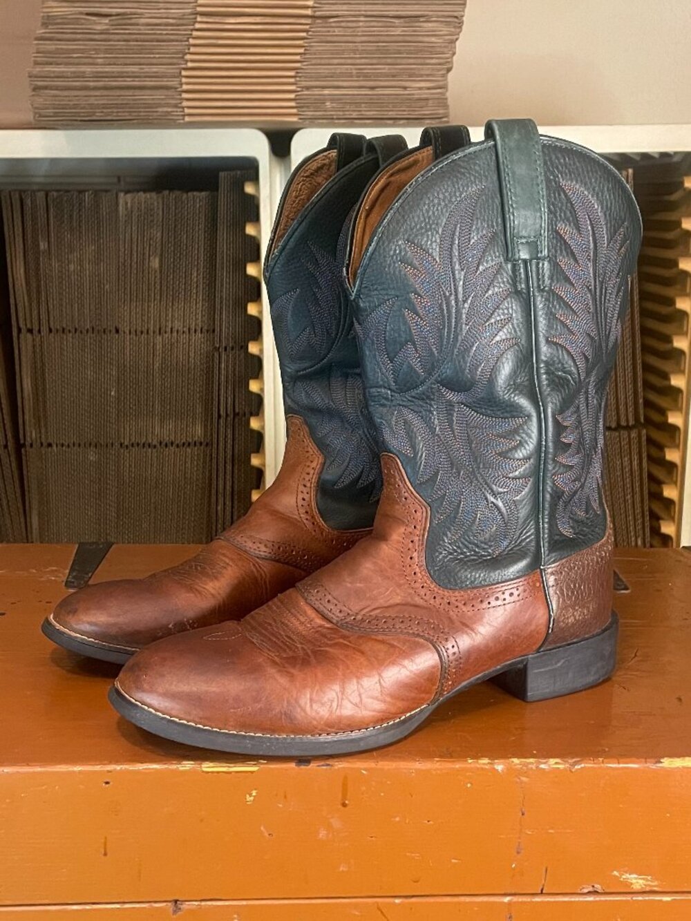 ARIAT Men’s Size 12 D Heritage Stockman Azure Brown Western Boots 34928